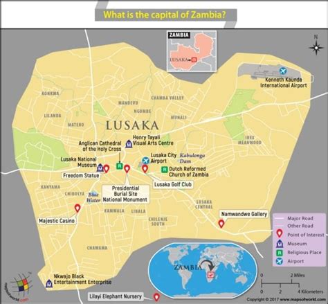 Map of Lusaka city, the capital of Zambia - Answers