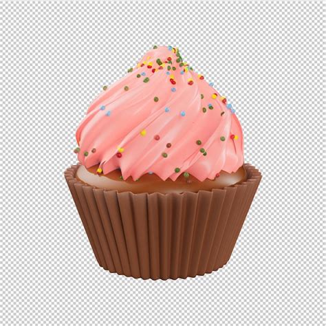 Premium Psd A Cupcake With Pink Frosting And Sprinkles On It