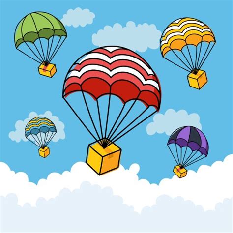 Parachute Parcel Delivery Composition Royalty Free Vector