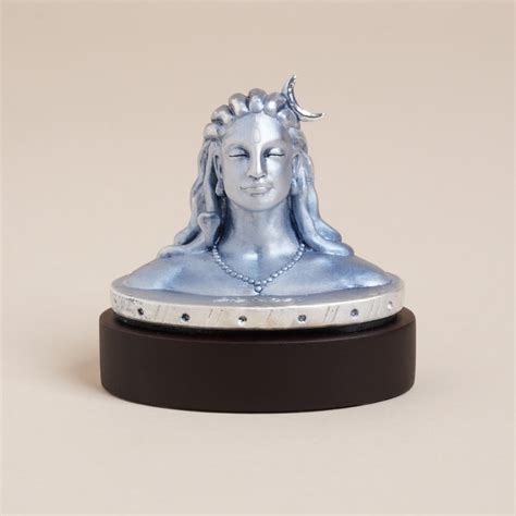Pure Silver 999 Adiyogi Miniature 15 Inch Blue Toned Matte