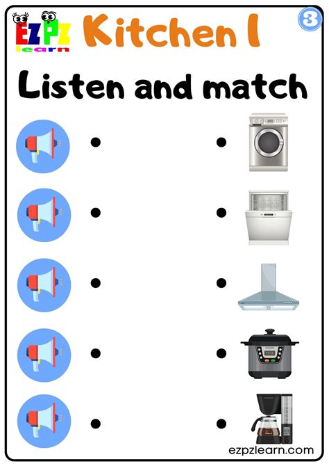 Kitchen Appliances Interactive Vocabulary Worksheet Listen And Match The Correct Images Activity