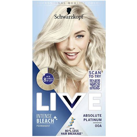 Schwarzkopf Live Absolute Intense Lightener Platinum Blonde A Permanent Hair Dye Pack Wilko