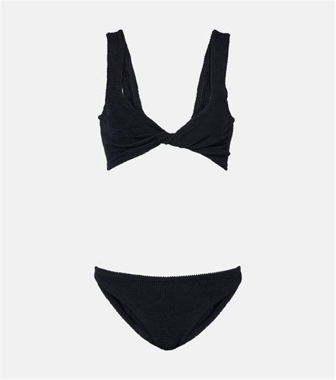 Hunza G Juno Twist Detail Bikini In Black Lyst