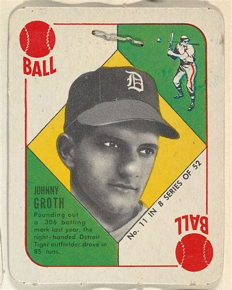 Issued By Topps Chewing Gum Company Card Number Johnny Groth