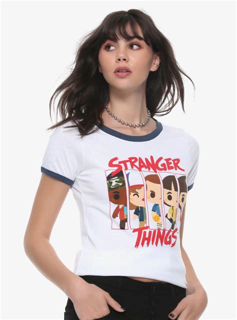 Stranger Things Chibi Group Girls Ringer T Shirt Stranger Things