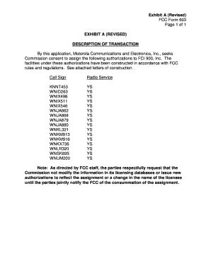 Fillable Online Fcc Exhibit A Revised FCC Form 603 Page 1 Of 1