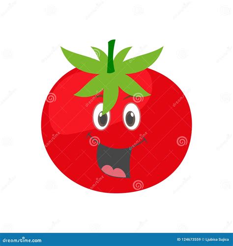 Personaje De Dibujos Animados Vegetal Lindo Del Tomate Aislado En El