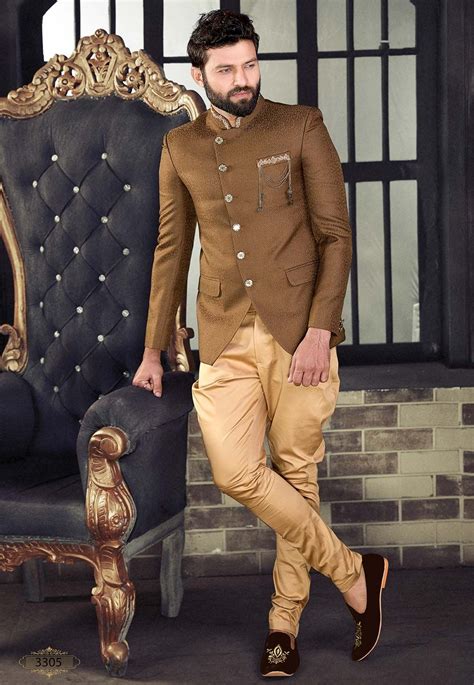 Golden Brown Colour Designer Jodhpuri Suit