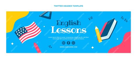 Cabeçalho Em Inglês Escola - Modelo de cabeçalho de twitter de aulas de inglês de design plano ...