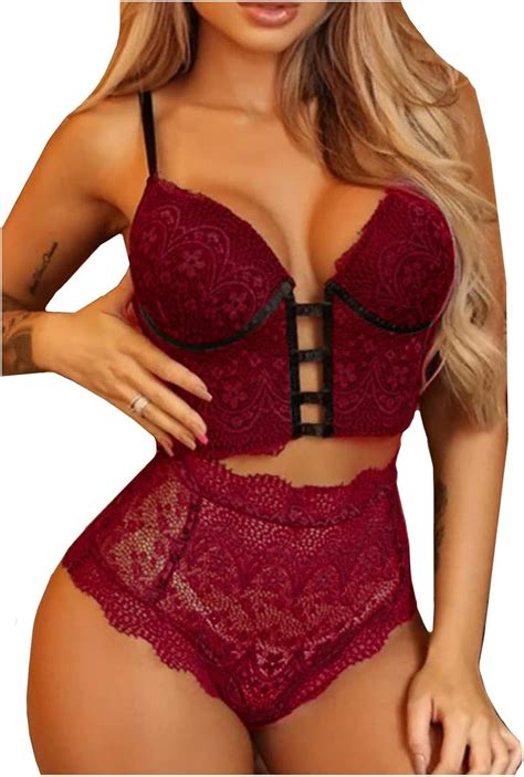 Women Lace Garter Lingerie Set Sexy Beautiful Hipster Teddy Strap Babydoll Strappy Bra And