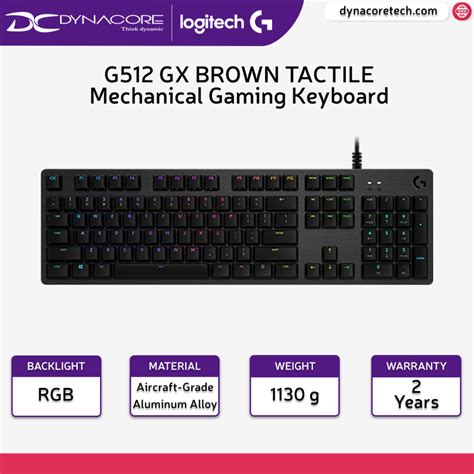 Logitech G512 CARBON LIGHTSYNC RGB Tactile GX Brown Mechanical Gaming ...