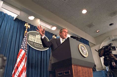 President George W Bush Addresses The Media During A Press Conference