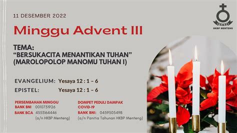 Ibadah Live Streaming Hkbp Menteng Minggu Advent Iii Bahasa