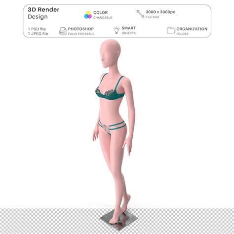 Manequim Feminino Vestindo Lingerie Mockup Modelagem D Arquivo Psd Lingerie Realista Psd Premium