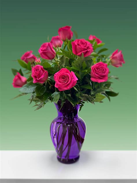 Hot Pink Rose Bouquet by Dolly's Florist