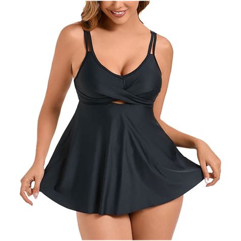 Efsteb Two Piece Swimsuit For Women V Neck Spaghetti Strap Backless Pleated Bikini Sets Solid