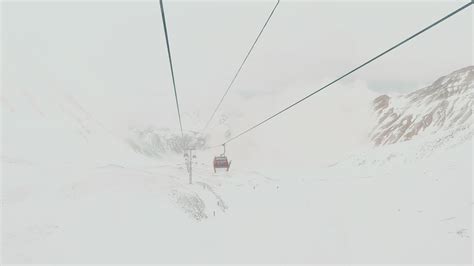 Timelapse Of White Red Closed Ski Lift Cabins In Fast Motion On Cable