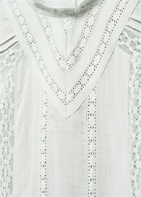 Long Dress With Lace Detail Women Mango Usa