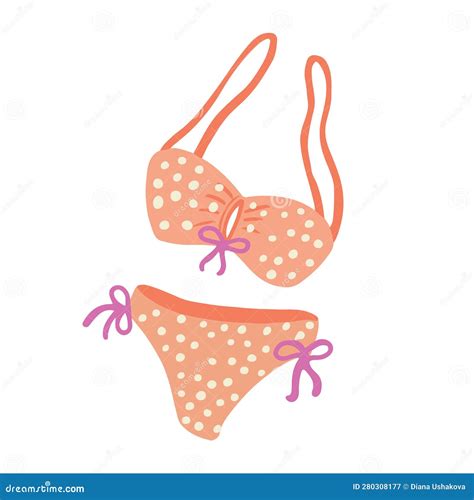 Trendy Bikini Isolated Vector Clipart Summer Swimsuit Illustration