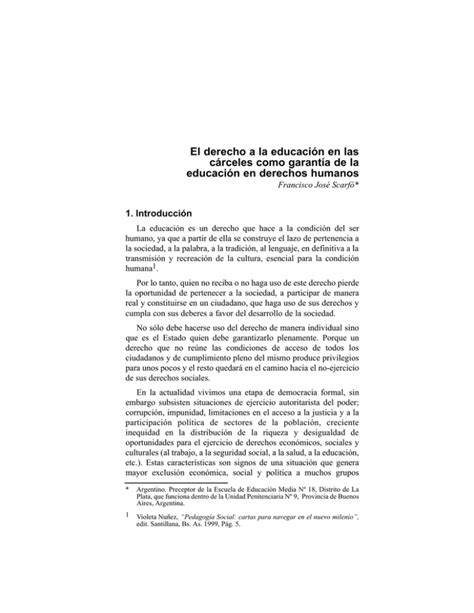 El Derecho A La Educación En Las Cárceles Como Garantía De La Educación En Derechos Humanos Edh