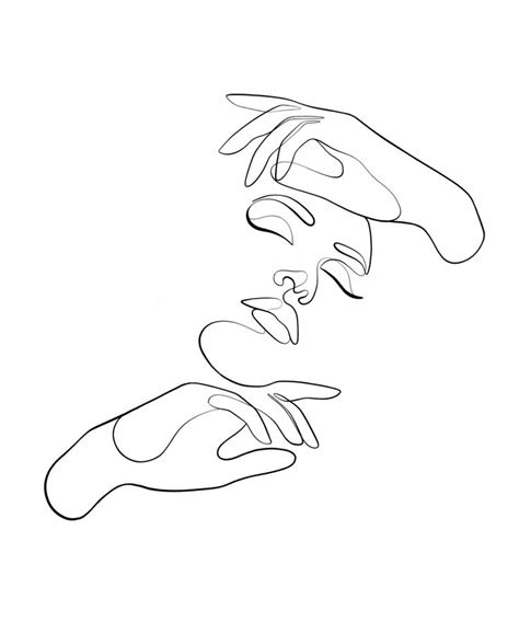 Line Art Drawing: Woman's Face