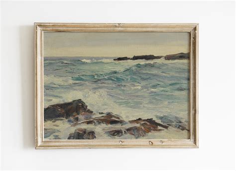 Seascape With Rocks Seashore Painting Seaside Print Beach - Etsy