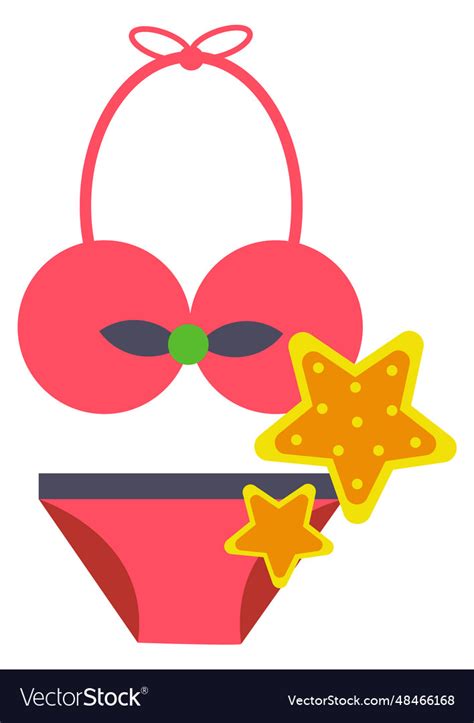 Bikini Icon Red Female Swimwear Summer Vacation Vector Image