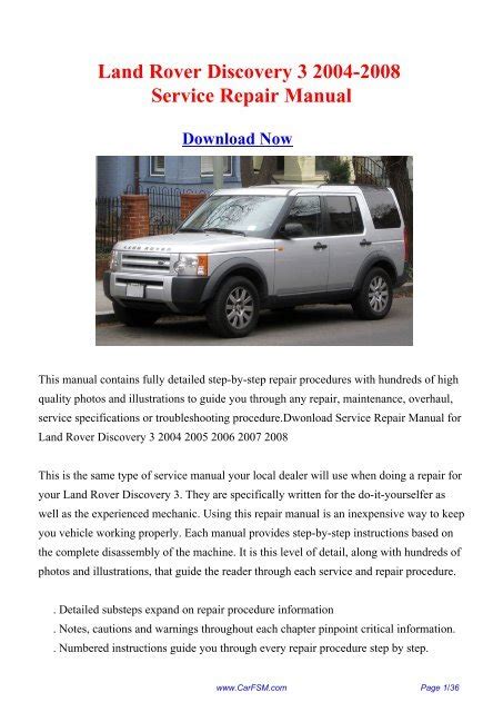 Land Rover Discovery Workshop Repair Manual