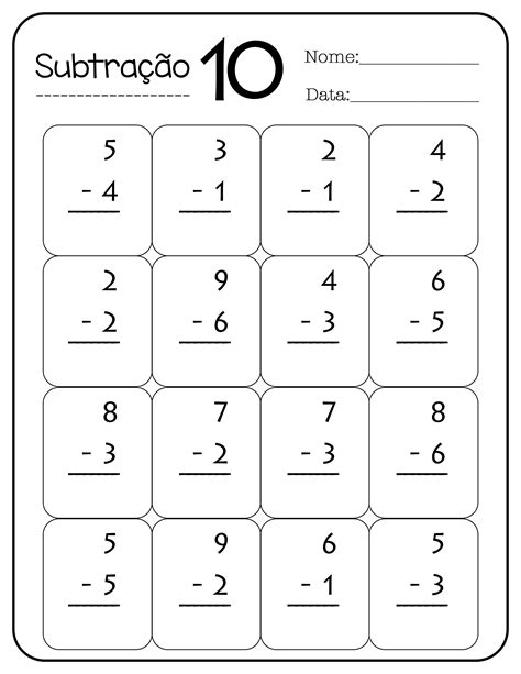 Atividades de Subtração Atividades de Matematica