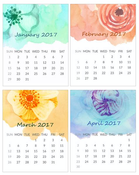 Mini Printable Calendars