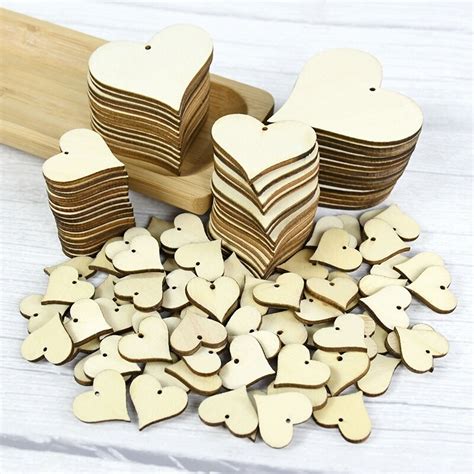 Unfinished Wooden Hearts Blank Wood Slices Cm Diy Wooden