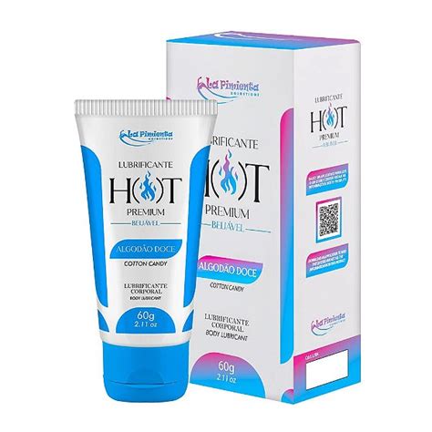 HOT PREMIUM LUBRIFICANTE TÉRMICO CORPORAL BEIJÁVEL ALGODÃO DOCE 60G Pimenta Rosa by Tety Martins