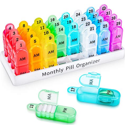 Zoksi Monthly Pill Organizer Day Am Pm Pill Box Case With