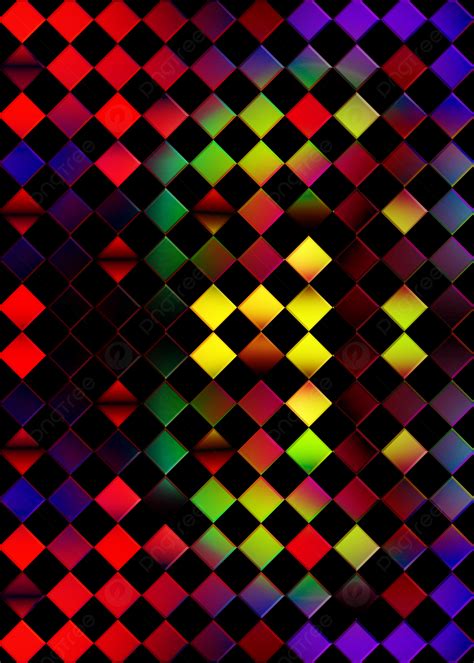 Rainbow Color Alternating Squares Neon Light Effect Geometric Tile