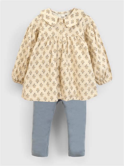 CONJUNTO VESTIDO ALGODÓN NIÑA COLLOKY NUDE PIEZAS