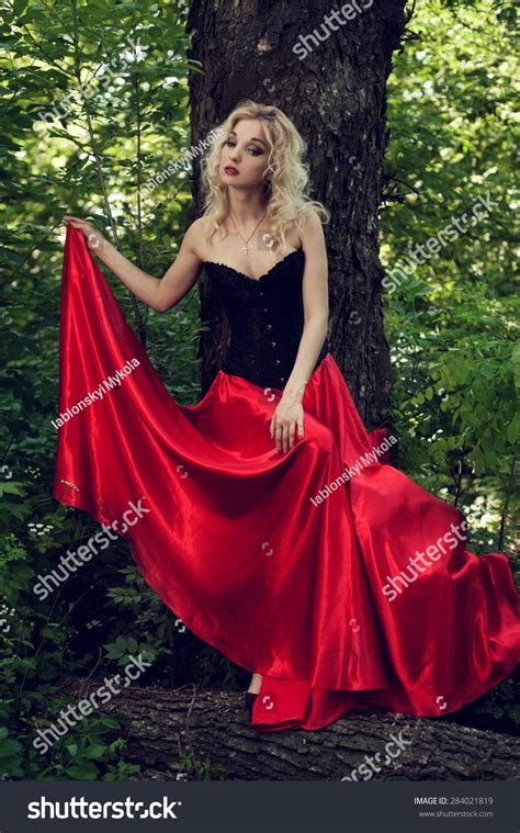 Beautiful Sexy Blonde Girl Black Corset Stock Photo Shutterstock