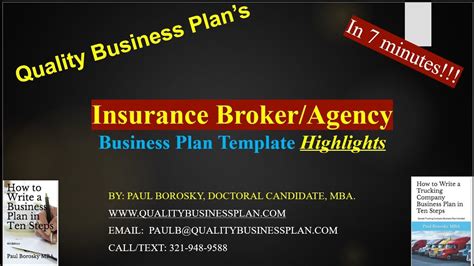 Highlights INSURANCE BROKER Business Plan Template In About 4 Minutes