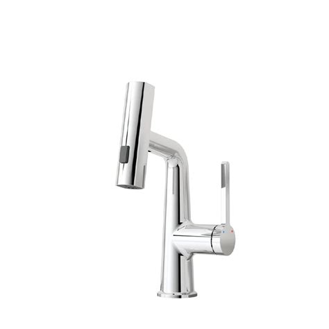 Modern Hot Cold Single Handle Chrome Wash Mixer Basin Water Taps Lever Handle Pull Out Bathroom
