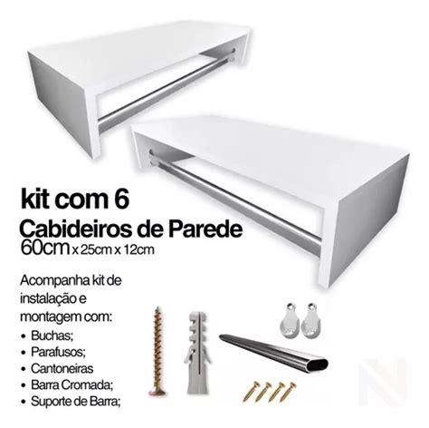 Kit Cabideiro Suspenso Mancebo De Parede Em Mdf Branco Parcelamento