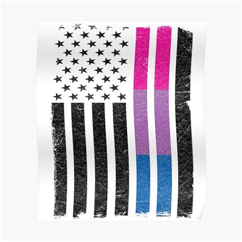 Us Flag American Lgbt Bisexual Funny Bi Pride Poster By Stronzi