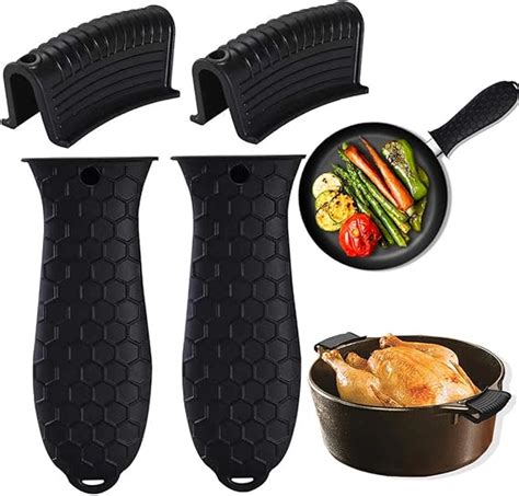 Silicone Hot Handle Holders Cover Pack Cast Iron Skillet Handle Cover Pot Handle Holder Sleeve