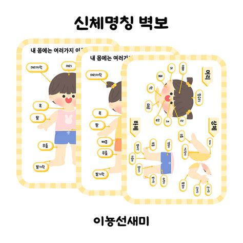 신체명칭 벽보도안 (남아, 여아, 세부명칭)