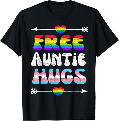 Pure Cotton Short Sleeved Men And Womenfree Auntie Hugs Lgbt Gay Lesbian Pride Month