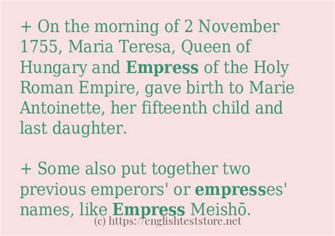 In-sentence examples of "empress" - EnglishTestStore Blog