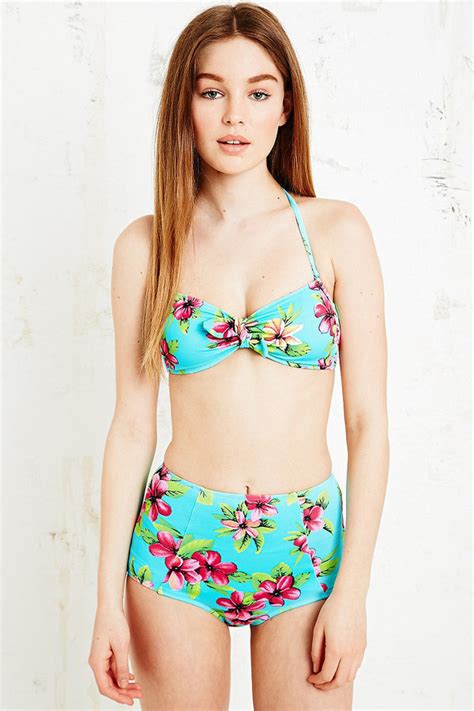 Hawaiian Print Bikini In Blue ShopStyle Two Piece Swimsuits