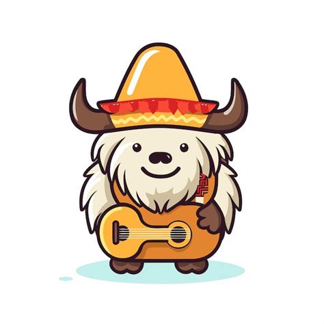 Premium Vector Cute Cartoon Dog With Sombrero And Guitar Vector