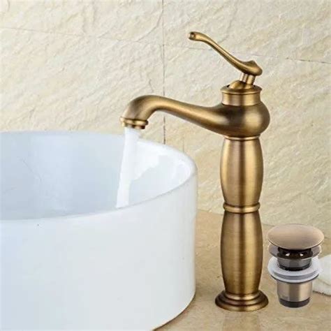 Fancy Basin Faucet Tap Mixer Hot And Cold Aerated Flow Spout Inch Height Brown Antique Colour