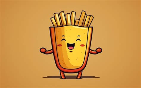 Premium Photo Cartoon French Fries Mascot Set