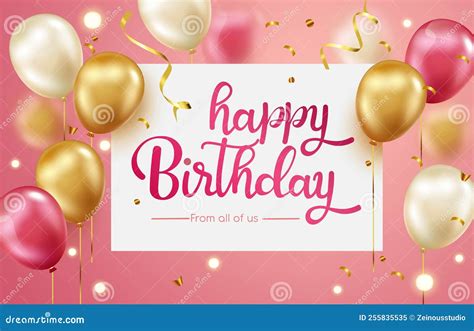 Birthday Greeting Vector Design Happy Birthday Text In White Board