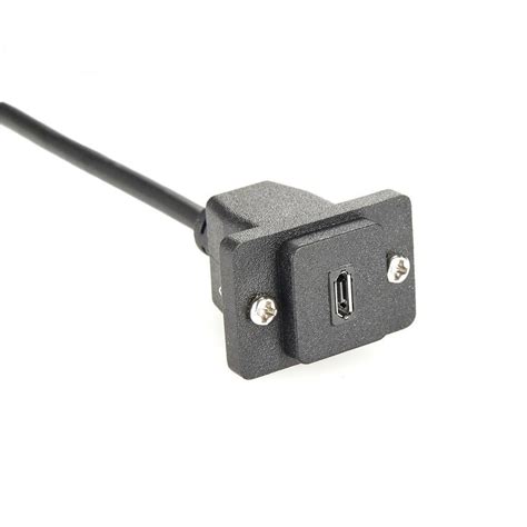 Ecf Style Micro B Female To Male Flange Panel Mount With Screws Micro Usb 2 0 Cable Extension 30cm